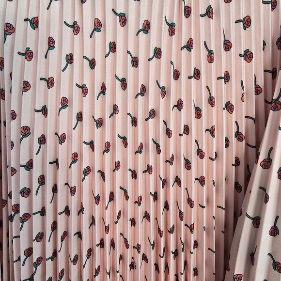 Prada 2017 Pink Pleated CDC Rose Print Midi Skirt Size 40 NWT - Picture 10 of 11